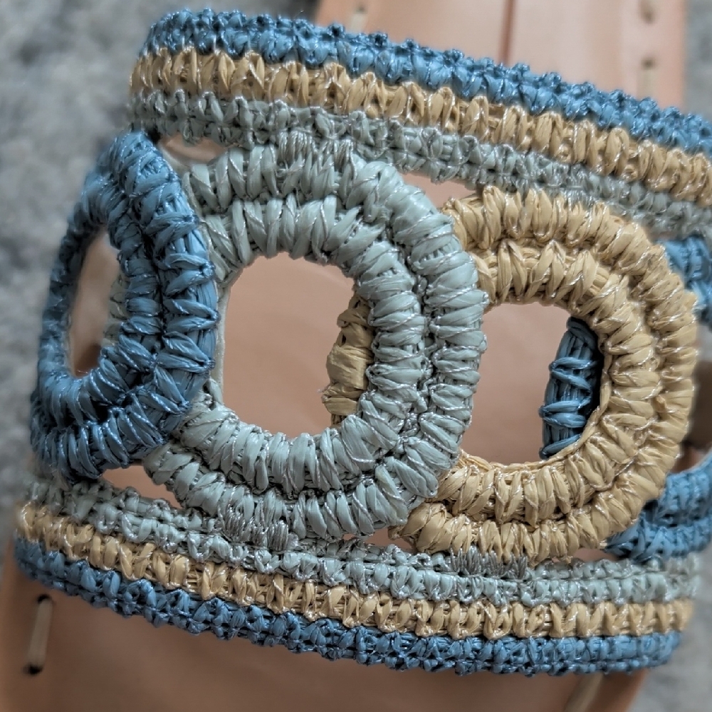 Woven Loop Slide Sandals in Blue & Tan - Womens - Picture 5 of 5